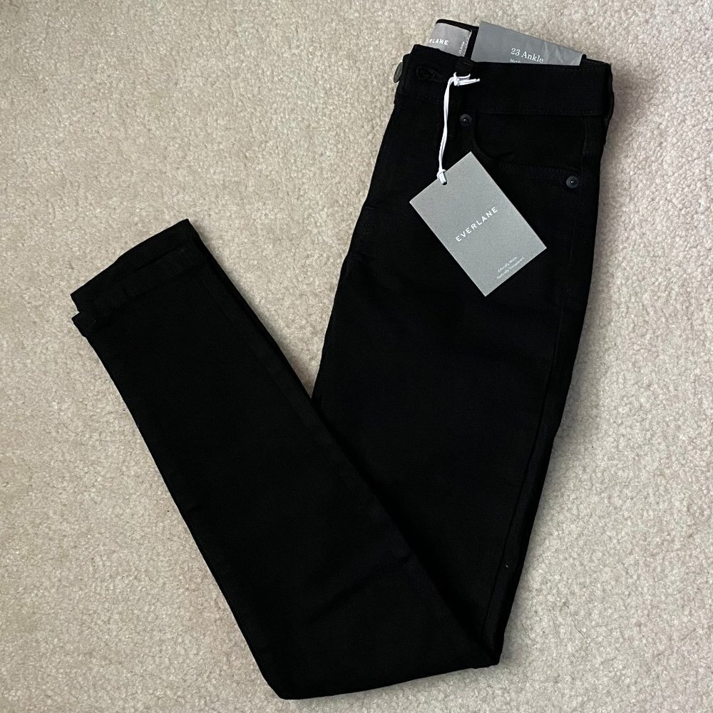 Everlane's Authentic Stretch Mid-Rise Skinny | Black, Size 23, Ankle inseam—NWT